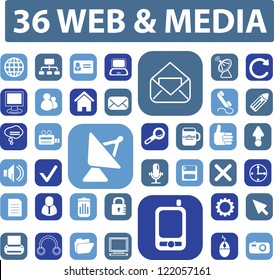 web media icons, signs set, vector