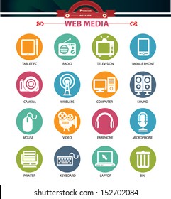 Web media icons,Colorful buttons version,vector