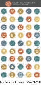 Web and media icons,retro style,clean vector