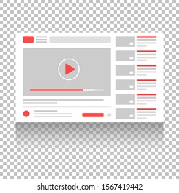 Web media player interface. Vector illustration.
