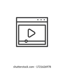 Web media player line icon. linear style sign for mobile concept and web design. Online Video player outline vector icon. Symbol, logo illustration. Vector graphics