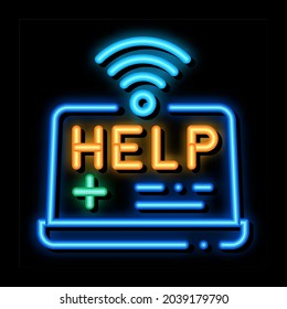 Web Medicine Help neon light sign vector. Glowing bright icon Web Medicine Help sign. transparent symbol illustration