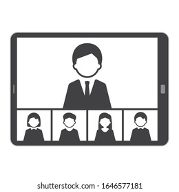 Web meeting Tablet Illustration Single Monochrome 5 people