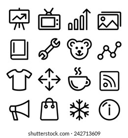 Web menu navigation line icons set - photo gallery, online store 