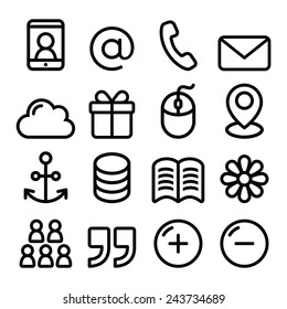 Web menu navigation line icons set - contact page, internet 