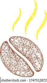 Icono vectorial de frijol de café con aroma de malla web. Modelo plano 2d creado a partir del pictograma de frijol de café aroma. Resumen de malla de la canal malla de aroma poligonal frijol de café. 