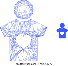 Web mesh boyfriend vector icon. Flat 2d carcass created from boyfriend pictogram. Abstract carcass mesh polygonal boyfriend. Wire carcass flat mesh in eps vector format, on a white background.