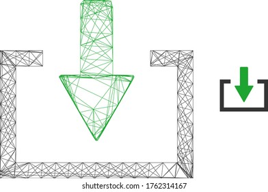 Web mesh download vector icon. Flat 2d model created from download pictogram. Abstract frame mesh polygonal download. Linear frame 2D mesh in vector EPS format, on a white background.