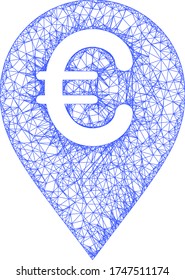 Web-Mesh-Euromap-Marker Vektorsymbol. Flaches 2D-Schlachtkörper, der aus dem Euro-Kartenmarkierpiktogramm erstellt wurde. Abstrakte Maschen-Maschen-Polygonal-Euro-Kartenmarkierung. Flachnetz für lineare Schlachtkörper in EPS-Vektorformat,