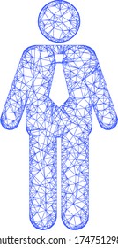 Web mesh groom vector icon. Flat 2d carcass created from groom pictogram. Abstract carcass mesh polygonal groom. Net carcass flat mesh in vector format, on a white background.