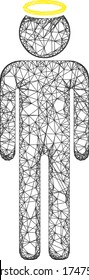 Web mesh holy man figure vector icon. Flat 2d carcass created from holy man figure pictogram. Abstract carcass mesh polygonal holy man figure. Wire carcass flat mesh in eps vector format,