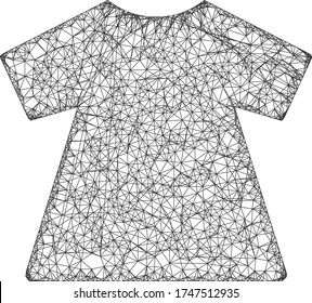 Icono vectorial de vestimenta de la dama de malla web. Cáscaras planas de 2d creadas a partir del pictograma de vestido de señora. Resumen de malla de canal malla ropa de mujer poligonal. 