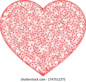 Web mesh love heart vector icon. Flat 2d carcass created from love heart pictogram. Abstract frame mesh polygonal love heart. Wire carcass flat mesh in eps vector format, on a white background.