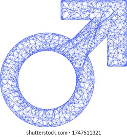 Icono vectorial de símbolo de malla web masculina. Cápsula plana 2d creada a partir del pictograma de símbolo masculino. Resumen de la malla de la canal símbolo masculino poligonal. Malla 2D de la canal neta en formato EPS vectorial, sobre fondo blanco.