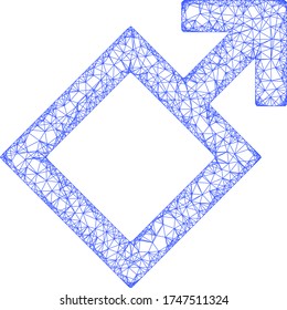 Icono vectorial de símbolo de malla web masculina. Cápsula plana 2d creada a partir del pictograma de símbolo masculino. Resumen de la malla de la canal símbolo masculino poligonal. Malla plana de trama neta en formato EPS vectorial, sobre fondo blanco.