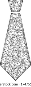 Icono vectorial de conexión macho de malla web. Cáscaras planas 2d creadas a partir de pictograma de corbata masculina. Resumen de la malla de la canal corbata poligonal masculina. Malla 2D de la canal de cables en formato vector eps, sobre un fondo blanco.