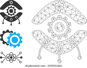 Icono vectorial nanobot de malla web y otros iconos. Cáscara plana 2d creada a partir del pictograma nanobot. Resumen de la malla de la canal de malla poligonal nanobot. Malla plana de canal lineal en formato vector eps,
