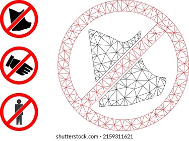 Web mesh no pork vector icon, and original icons. Flat 2d carcass created from no pork pictogram. Abstract carcass mesh polygonal no pork. Linear carcass flat mesh in vector EPS format,