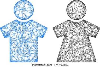 Web mesh people couple vector icon. Flat 2d carcass created from people couple pictogram. Abstract carcass mesh polygonal people couple. Net frame 2D mesh in vector format, on a white background.