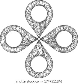 Web mesh quadrocopter vector icon. Flat 2d model created from quadrocopter pictogram. Abstract frame mesh polygonal quadrocopter. Net frame 2D network in eps vector format, on a white background.