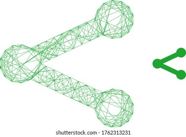 Web mesh share vector icon. Flat 2d carcass created from share pictogram. Abstract carcass mesh polygonal share. Wire carcass 2D mesh in vector EPS format, on a white background.