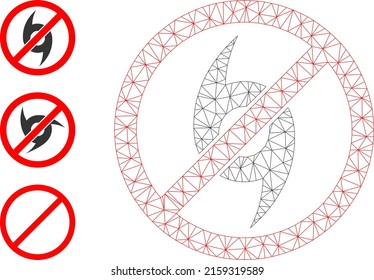 Web mesh stop cyclone vector icon, and other icons. Flat 2d carcass created from stop cyclone pictogram. Abstract carcass mesh polygonal stop cyclone. Linear carcass flat mesh in vector EPS format,