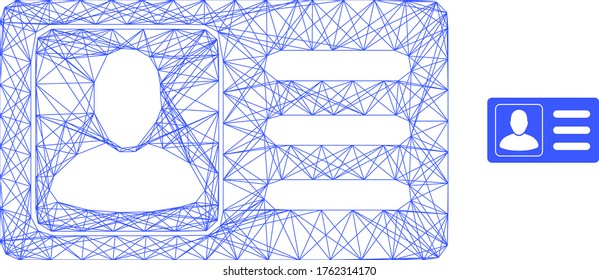 Web mesh user account card vector icon. Flat 2d carcass created from user account card pictogram. Abstract carcass mesh polygonal user account card. Linear carcass flat network in vector EPS format,