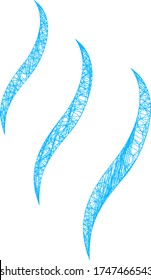 Web mesh vapour smell vector icon. Flat 2d carcass created from vapour smell pictogram. Abstract carcass mesh polygonal vapour smell. Wire carcass 2D mesh in vector EPS format, on a white background.