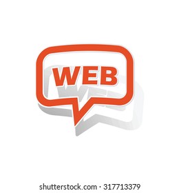WEB message sticker, orange chat bubble with image inside, on white background