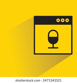 web and mic icon with shadow on yellow background