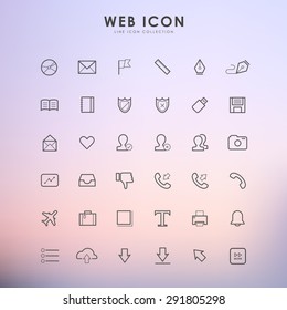 web minimal line icons on gradient background
