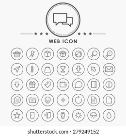 web minimal outline icons with circle button