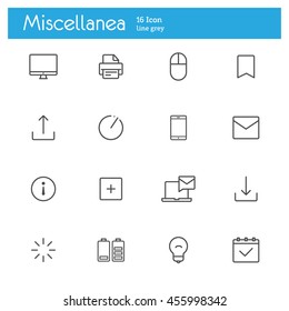 Web, miscellanea line icons set of 16