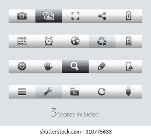 Web and Mobile 3 // Classic Bars +++ The vector file includes 3 buttons states in different layers. +++
