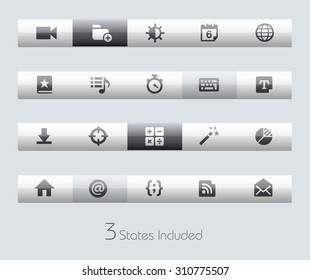 Web and Mobile 4 // Classic Bars +++ The vector file includes 3 buttons states in different layers. +++