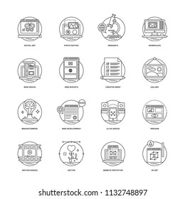 Web and Mobile App Development Line Icons 4