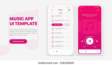 Web mobile application interface for music player application for mobile app, business, website. Sound app UI UX GUI template. Responsive website wireframes. Web design UI kit. Music Dashboard.