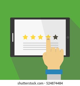 Web & mobile application rating  / Review. hand people give feedback rate  / review