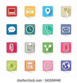 Web mobile applications flat icons set and white background