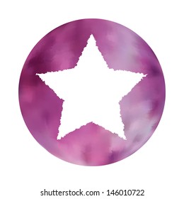 Web and mobile apps circle watercolor button.  Vector illustration.