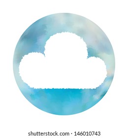 Web and mobile apps circle watercolor button. Vector illustration.