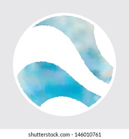 Web and mobile apps circle watercolor button.  Vector illustration.