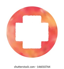 Web and mobile apps circle watercolor buttons set.  All elements are in separate layers for easy using.  Vector illustration.