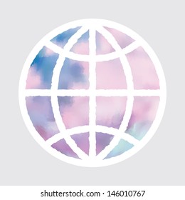 Web and mobile apps circle watercolor button.  Vector illustration.