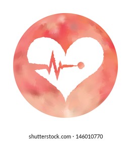 Web and mobile apps circle watercolor button.  Vector illustration.