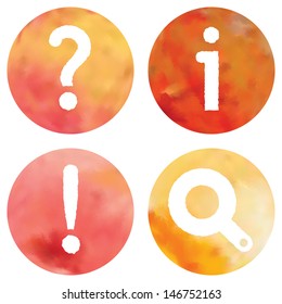 Web and mobile apps circle watercolor buttons set.  All elements are in separate layers for easy using.  Vector illustration.