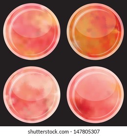 Web and mobile apps circle watercolor buttons set.  All elements are in separate layers for easy using.  Vector illustration.