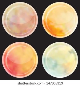 Web and mobile apps circle watercolor buttons set.  All elements are in separate layers for easy using.  Vector illustration.