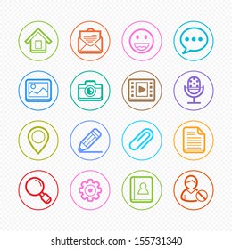 Web and Mobile color line icons on white background - Vector illustration