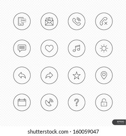Web & Mobile element icons with circle on white background - Vector illustration